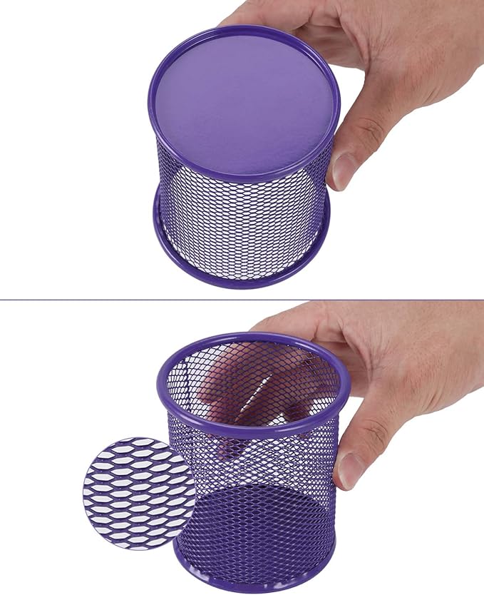 EasyPAG Purple Pen Holder for Desk 2 Pack Metal Pen Holder Organizer Pencil Cup Holder for Home, Office, Classroom, School