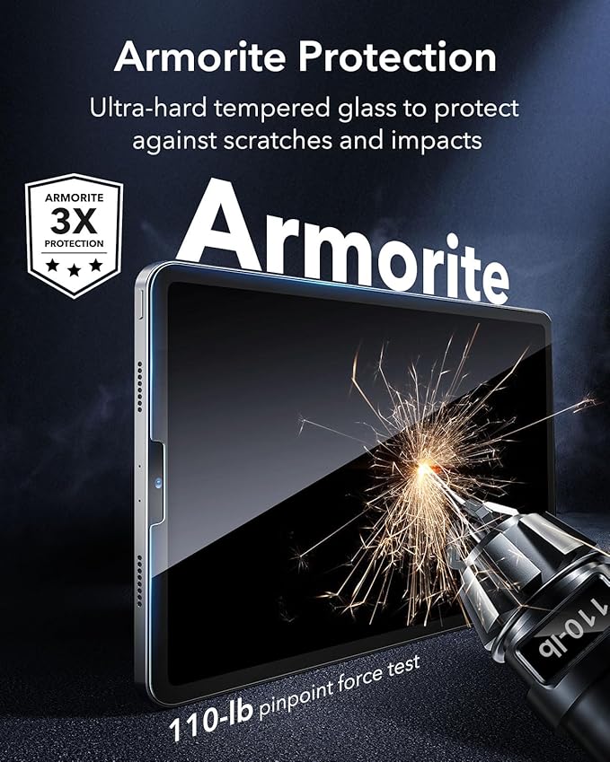 ESR for iPad Pro 11 Inch Screen Protector (2022/2021/2020/2018), iPad Air 5/4 Screen Protector, Tempered-Glass Film with Easy Application Tray, Scratch Resistant, HD Clarity, Armorite Series, 2 Pack