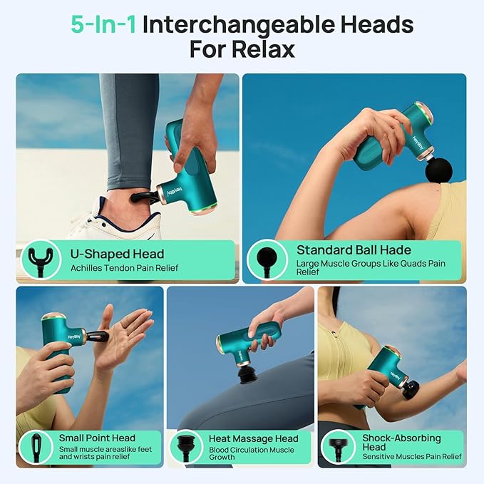A1 Super Mini Massage Gun, Percussion Deep Tissues Muscle Massager (Heat-Green)