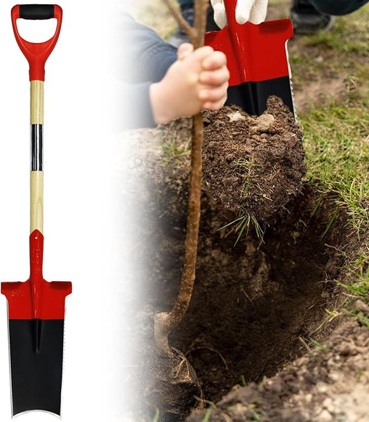 Spade Garden Shovel,Steel Square Flat Spade Shovels for Digging with D Handle,Heavy Duty Trenching Shovel for Gardening Digging and Lawn Edging,Root Tool with Serrated Edges-47.2 Inches