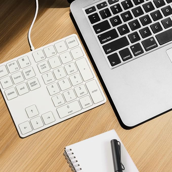 Numeric Keypads Wired Numpad 34 Keys External Mini Slim Keyboard Magic Force for Financial Cashier Securities-White | Laptop Accessories | Num Pad | Number keypad for Laptop | Work Keyboard
