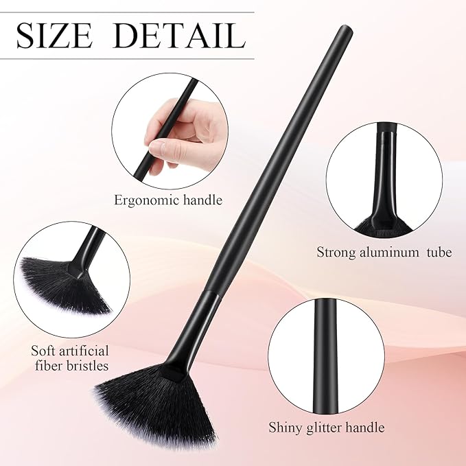 9 Pieces Facial Fan Mask Brushes, Soft Facial Applicator Brushes Tools for Peel Glycolic Makeup for Mud Cream(Black with White)