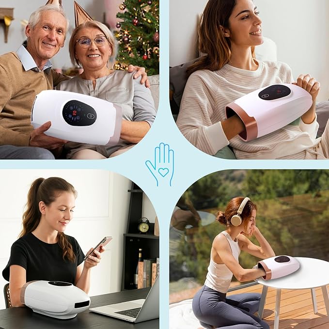 Hand Massager with Heat and Compression – 6 Intensities, 6 Massage Modes, 3 Heat Levels, 2 Vibration Modes, Hand & Wrist Pain Relief for Arthritis & Carpal Tunnel, Relaxing Gift for Women & Men