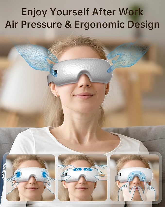 Eye Massager with Heat,Massaging Eye Mask Presents Birthday Gifts for Women mom Men him,Rrelaxing Eye Care Headache Massager Equipment for migraines Relax eyeris