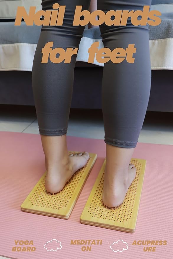 Sadhu Board Advanced - Copper nails, 15mm, Large Size, For Experts, Nail boards for feet, for Yoga and Meditation, Acupuncture Foot Massage, Bamboo