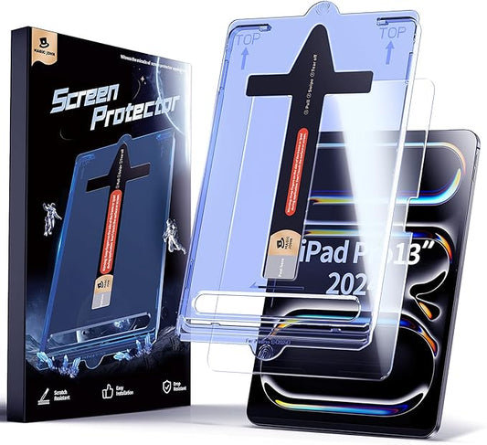 MAGIC JOHN for iPad Pro 13 inch Screen Protector M4[2024] Tempered Glass, Auto Dust-Elimination, Bubble Free, HD Clear, Easy Installation,Scratch Resistant