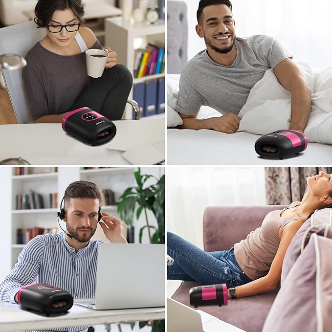 QUINEAR Hand Massager - Cordless Hand Massager with Heat and Compression for Arthritis, Carpal Tunnel and Stiff Joints - Gifts for Women Men- FSA-HSA(Pink)