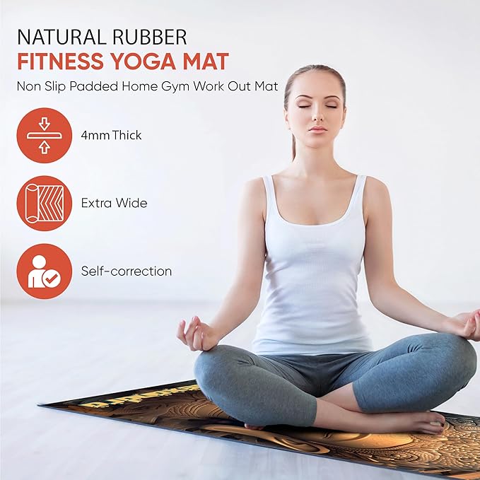Custom Yoga Mat | Ships Next Day | Customize | Workout Mat for Men and Women | Non Slip Rubber Exercise Mat | 4mm Thick Gym Mat for Meditation, Pilates, Yoga, Gym