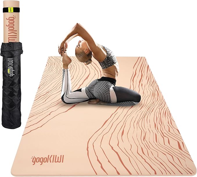 Large Yoga Mat (6'x4') – 1/4" & 1/2" Thick Exercise Mats for Home Workout, Extra Wide Workout Mats for Home Gym, Yoga, Pilates, Stretching, Floor & More