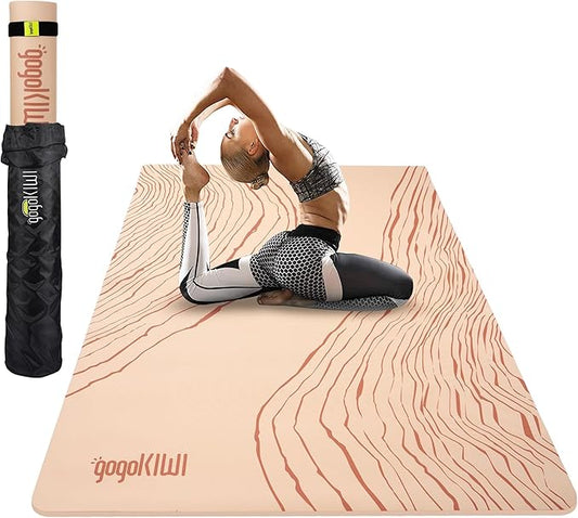 Large Yoga Mat (6'x4') – 1/4" & 1/2" Thick Exercise Mats for Home Workout, Extra Wide Workout Mats for Home Gym, Yoga, Pilates, Stretching, Floor & More