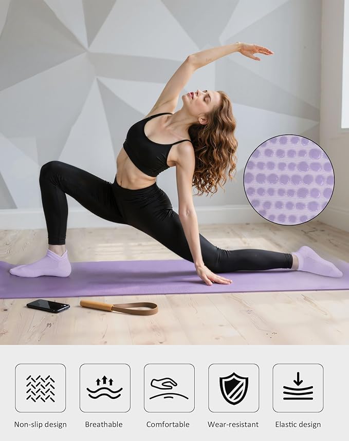 6 Pairs Pilates Socks for Women, Non Slip Yoga Socks with Grips for Barre Ballet Athletic Workout Barefoot Hospital