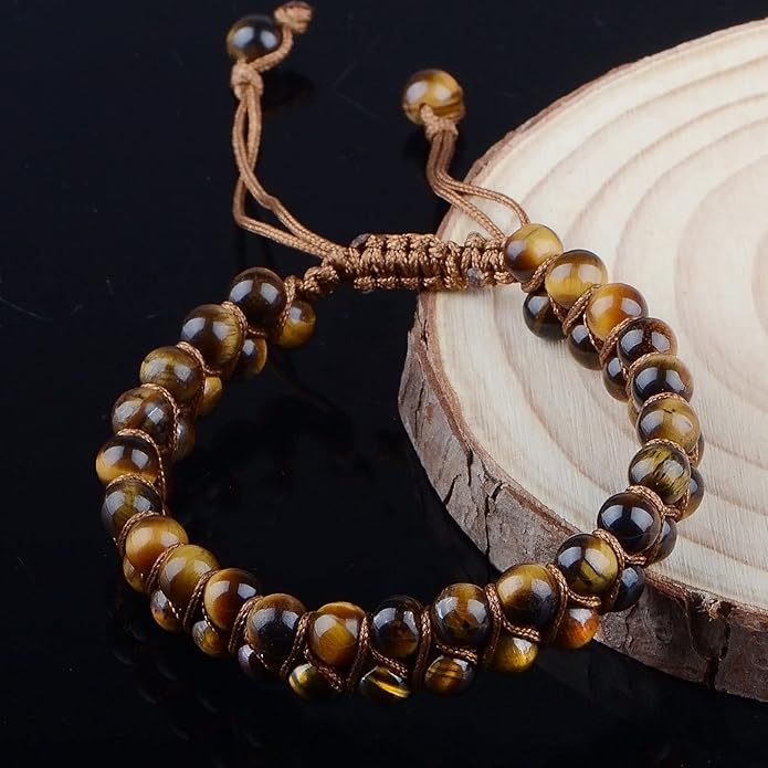 MASSIVE BEADS Double Layer Natural Chakra Healing Power Crystals Macrame Bracelet Yoga Stone Beads Gemstone Meditation Relax Anxiety Bangle for Unisex Women Men