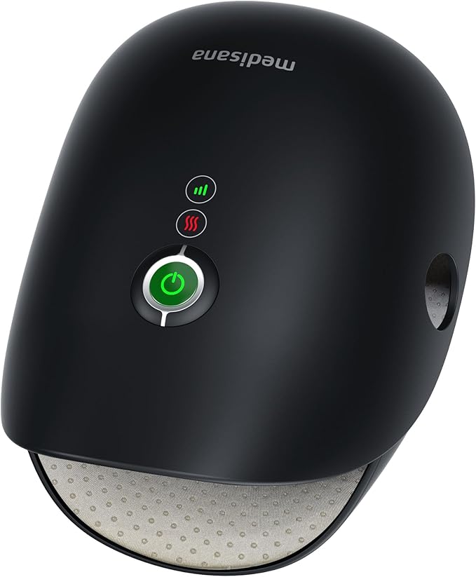 Medisana Hand Massager with Heat and Compression, Cordless Hand Massager for Arthritis and Carpal Tunnel Relief, Knuckle Stretching Massage, Personalized Birthday Gifts for Women/Men-Black