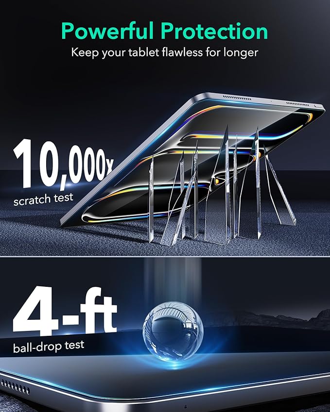 ESR 2 Pack Armorite Screen Protector for iPad Pro 11 Inch (M5/M4) 2025/2024, Tempered-Glass Film with Easy Application Tray, Military-Grade Protection, Scratch Resistant, HD Clarity