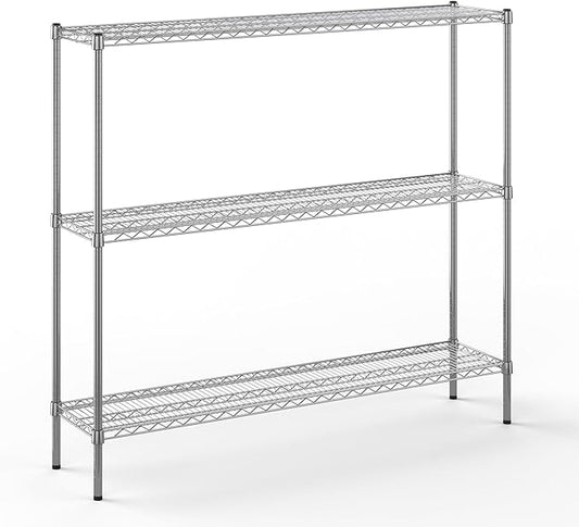 14" Deep x 60" Wide x 54" Height Wire Shelving Kit | 3-Tier | NSF Commercial Storage Rack Unit