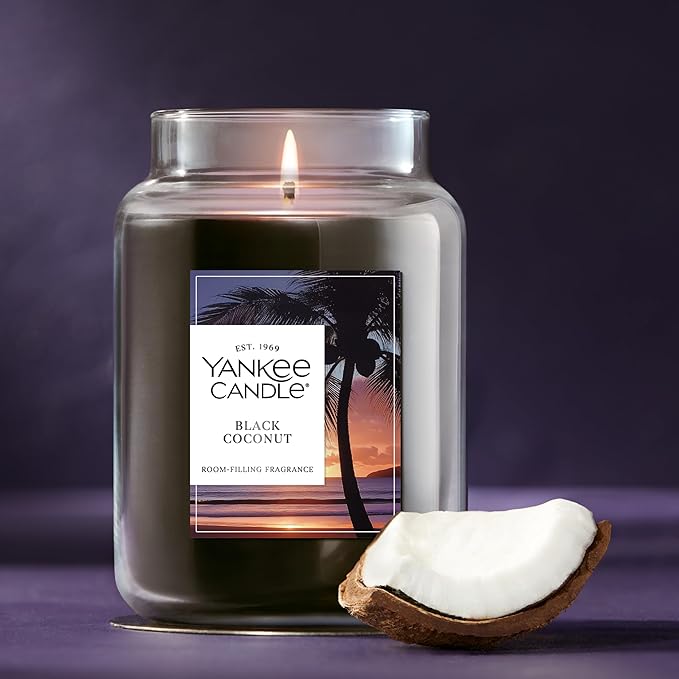 Yankee Candle Black Coconut Scented Candle, 22oz Large Jar with up to 150 Hour Burn Time, Giftable