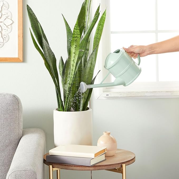 Farmlyn Creek Small Mint Green Plastic Watering Can with Long Spout Sprinkler Head for Garden, Indoor and Outdoor Plants, Flowers (0.4 Gallon Watering Can Outdoor)