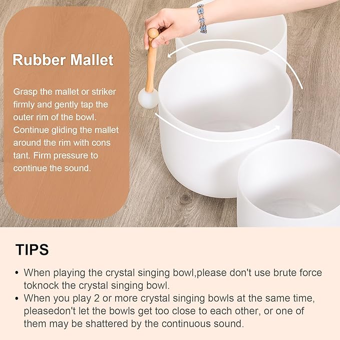 Singing Bowls 432hz F Note 8-Inch Crystal Singing Bowl With A Free Mallet And O-Ring For Sound Healing, Meditation, Yoga, And Sound Baths