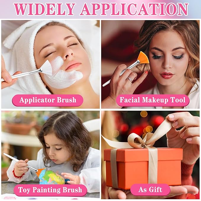 Supkiir 60 Pcs Fan Facial Brush Multi Use Mask Brush Slim Soft, Face Mask Applicator Makeup Cosmetic Skincare Tools for Women Girls Esthetician Mud Clay Mask Cream Drawing Orange White