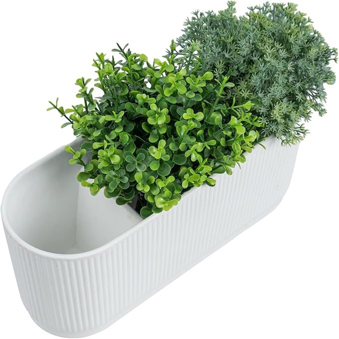 MyGift 11 Inch Ceramic Herb Planter with Drainage, Modern 3 Compartment Plant Pot, Decorative Garden Pots for Planting Herbs Flowers Succulents