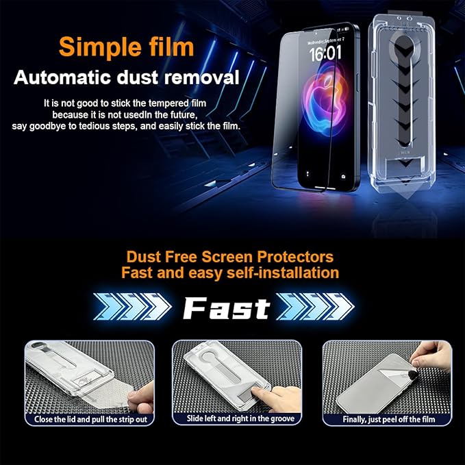 OneFish Privacy Screen Protector for IPhone 14 Plus/13Pro Max Anti-Spy Tempered Glass Dust-Free Bubble-Free Anti-Fingerprint 9H Scratch Protection & Hassle-Free Installation Frame [2-Pack]