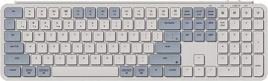 Keychron B6 Pro Full-Size Ultra-Slim Wireless ZMK Custom Keyboard, Triple-Mode 2.4 G/Bluetooth 5.2/Wired Programmable, Lightweight Quiet Key with Numeric Keypad for Mac/Windows, Retro Blue