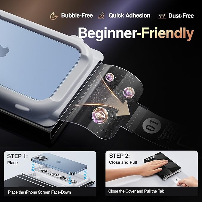 SMARTDEVIL 2 Pack for iPhone 13 Pro Max Privacy Screen Protector, Military Grade Shatterproof, 9H Hardness, Anti-Spy Tempered Glass, Fast & Easy Instlltion, Case Friendly