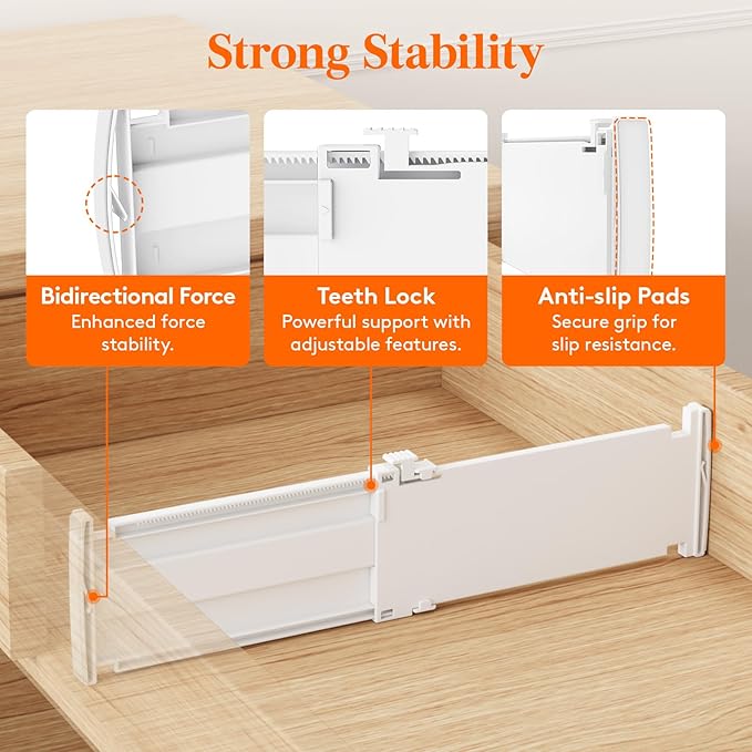 Lifewit 5 Pack Drawer Dividers 4" High, 10.5-16.5" Dresser Drawer Divider, Adjustable Drawer Organizers for Clothes, Plastic Drawers Separators for Dresser, Bedroom, Bathroom, Kitchen, Office