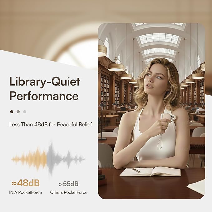 INIA PocketForce Mini Massage Gun - Ultra-Portable Massager Gun for Muscle Pain Relief, Deep Tissue Percussion Massager with 3 Attachments, Quiet & Lightweight, Travel & Office Gifts for Men Women