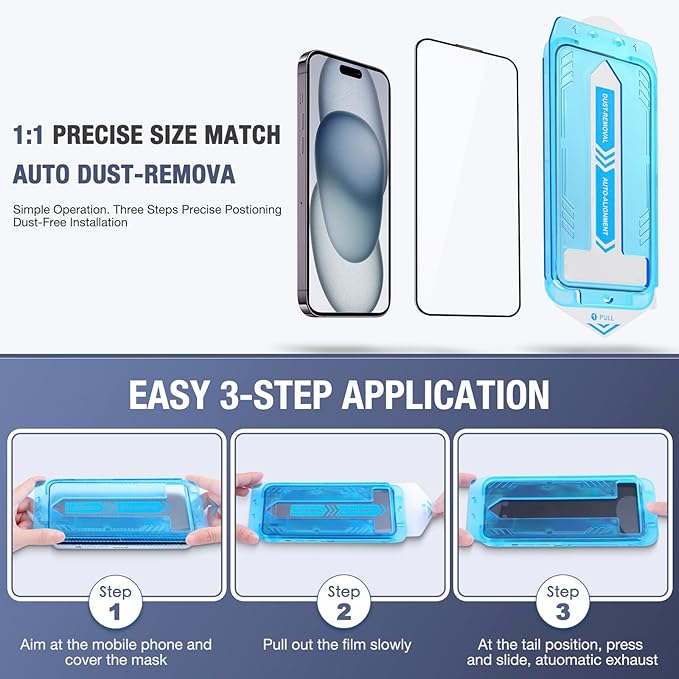 2-Pack Screen Protector for iPhone Air 6.5-inch, 9H Tempered Glass, High Definition Clear, Full Coverage, Anti-Fingerprint, Auto Dust-Elimination, No Bubble, Easy Installation