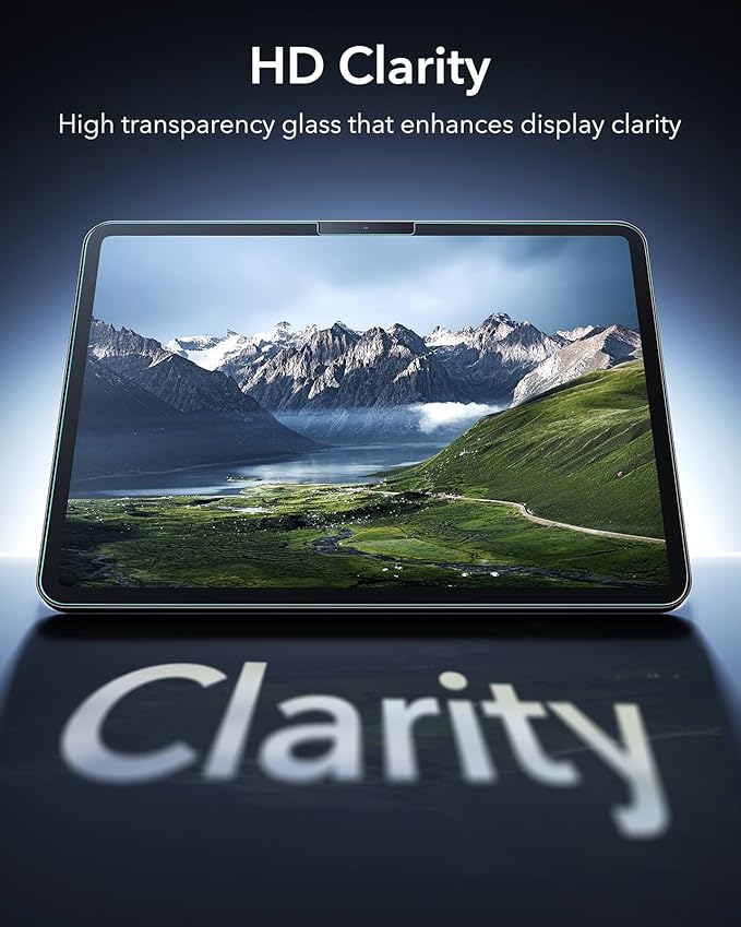 ESR 2 Pack Armorite Screen Protector for iPad Pro 11 Inch (M5/M4) 2025/2024, Military Grade Protection, 9H Hardness Tempered Glass Film with UltraFit Tray, HD Clarity, Dust and Bubble Free