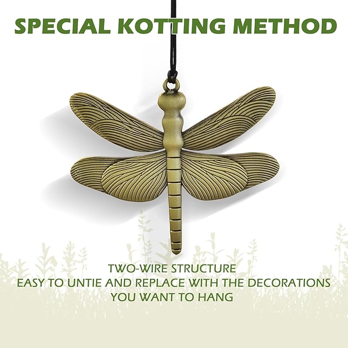 Dragonfly Wind Chimes for Outside,32" Windchimes Outdoors Dragonfly Gift for Women/Mother/Father/Christmas/Grandma,Birthday Gifts,Backyard Patio Yard Decoration Garden Decor(Bronze)