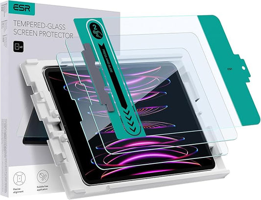 ESR iPad Pro 12.9 Screen Protector, Protective Film for iPad Pro 12.9 Inch (2022/2021/2020/2018), Tempered-Glass Film with Easy Application Tray, Scratch Resistant, HD Clarity, 2 Pack