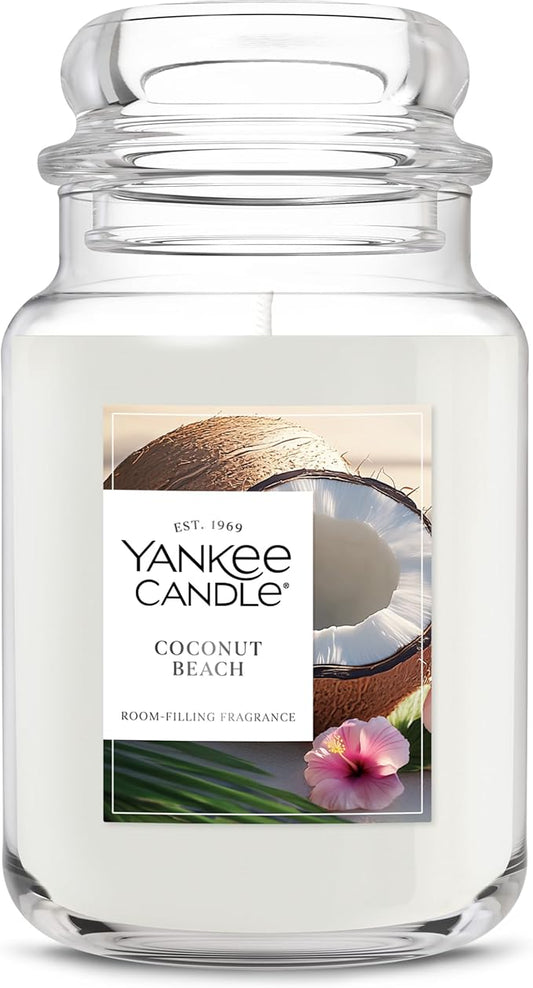 Yankee Candle Coconut Beach Scented Candle, 22oz Large Jar with up to 150 Hour Burn Time, Giftable, Birthdays