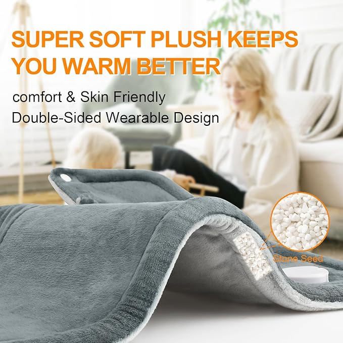 Heating Pad for Neck and Shoulders and Back, Christmas Birthday Gifts for Women Mom Wife Men Dad, Mothers Day Gifts, Weighted Neck and Shoulder Heating Pads, 6 Heat Settings 4 Auto-Off,17"x23" Gray