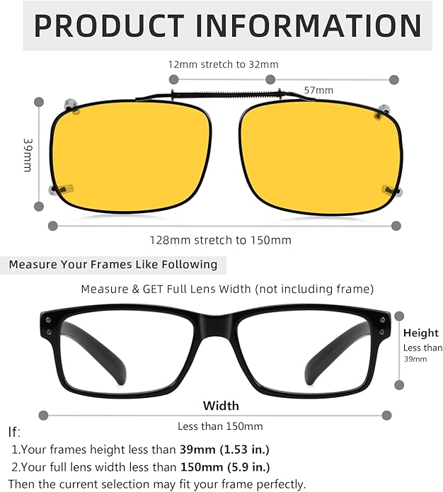 Eyekepper Large Clip On Sunglasses With Spring Draw Bar Polarized