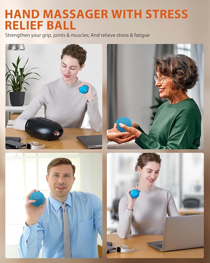 Hand Massager for Arthritis and Carpal Tunnel, Cordless Hand Massager with Heat & Targeted Palm Kneading Massage for Pain Relief, Gifts for Women Men Mom Dad
