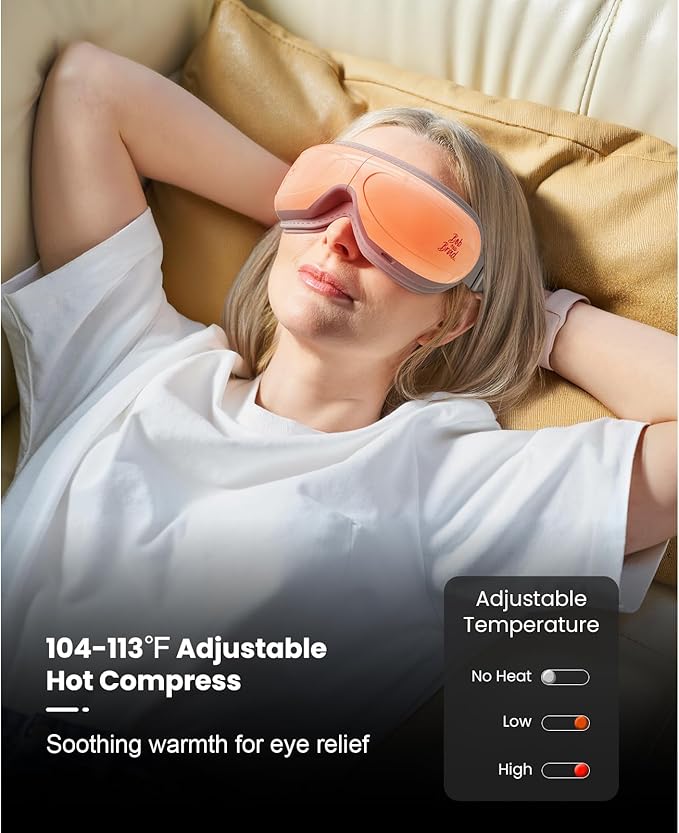 BOB AND BRAD Eye Massager, EyeOasis 2 Plus Eye Mask for Migraines with Remote, Heat, Compression, Smart Face Massager for Dry Eyes Relief, FSA Eligible/HSA Eligible Birthday Gifts for Women Men Mom