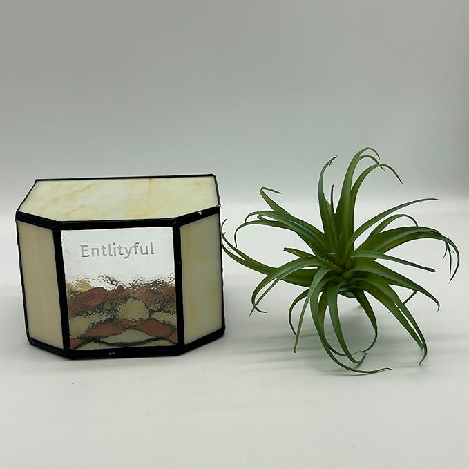 Stained Glass Orange Cat Planter,Indoor Flower Pots with Drainage,Cute Succulent Planter,Unique Orange Cat Flower Pot,Gifts for Plant Lovers 4.6x3x5.15 in