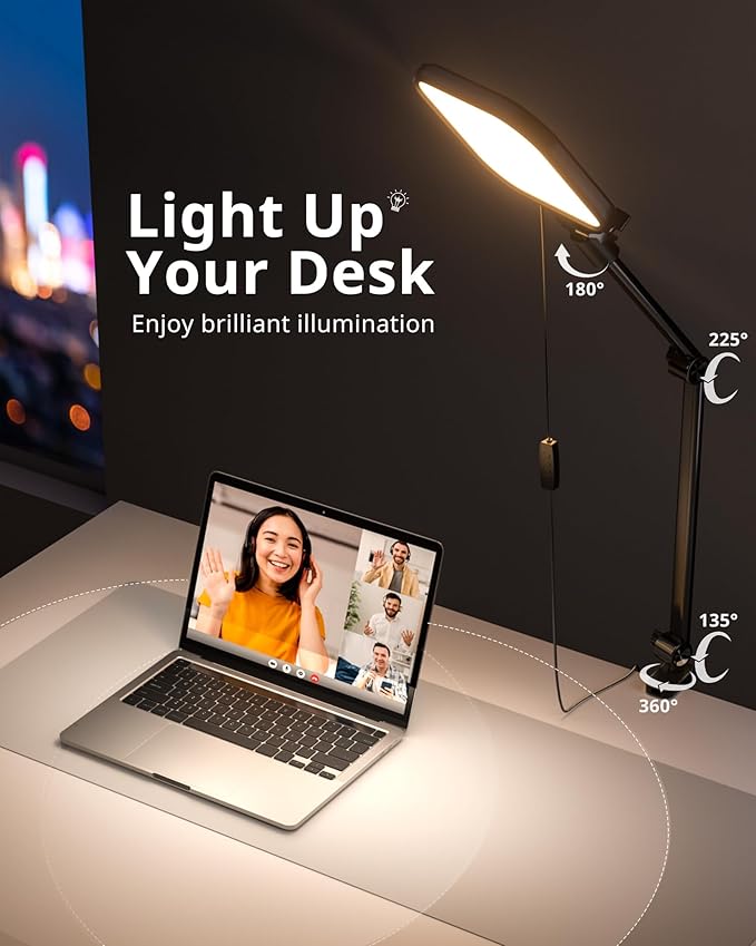 UBeesize Streaming Light (1 Pack), 8" Ring Light for Desk with Clamp and Adjustable Arm, Zoom Lighting for Computer, Video Conference Lighting for Home Office, Video Calls, Streaming, Podcasting