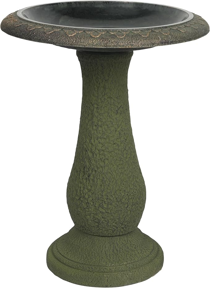 Solution4Patio Fiberclay Outdoor Bird Bath, Weather-Resistant Garden Decor with Non-Slip Basin, Durable Marble-Look Bird Baths for Outdoors, Easy-Clean Birdbath for Outside for Lawn Yard Garden