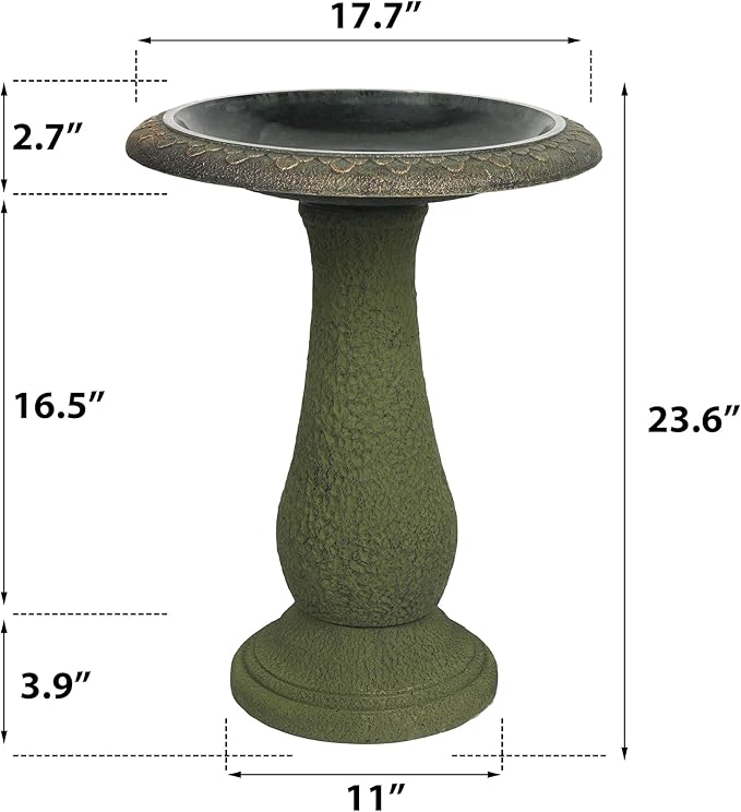 Solution4Patio Fiberclay Outdoor Bird Bath, Weather-Resistant Garden Decor with Non-Slip Basin, Durable Marble-Look Bird Baths for Outdoors, Easy-Clean Birdbath for Outside for Lawn Yard Garden