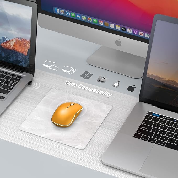 JOYACCESS J 2.4G Wireless Mouse, Soft Click, Silent Travel, 3200 DPI, 5 Adjustment Levels, for Laptop, Mac, PC, Notebook - Orange