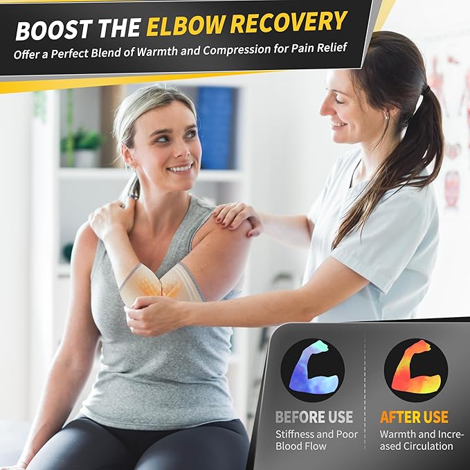 CAMBIVO 2 Pack Elbow Brace for Tendonitis, Tennis Elbow Compression Support Sleeve for Golfers Elbow Pain Relief, Arthritis, Bursitis, Workout, Weightlifting