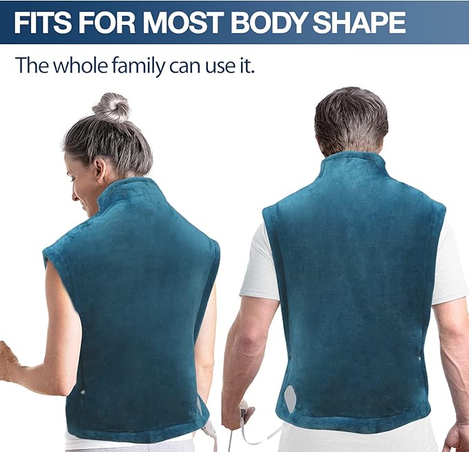 DAILYLIFE Heating Pad for Neck and Shoulders and Back, Electric Heating Pad for Back Pain Relife, 6 Heating Settings, UL Certified with Overheating Protection and Machine Washable, 26"x35", Blue