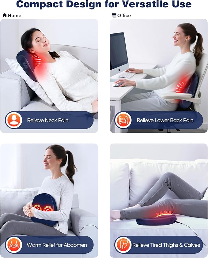 Shiatsu Back and Neck Massager with Heat – Deep Kneading Massage Pillow for Relaxation – Corded Design for Full Body Use