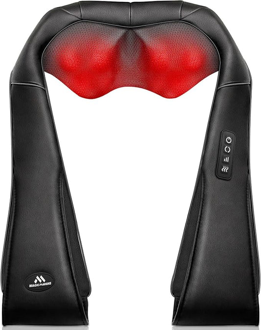 MagicMakers Electric Shiatsu Neck Massager with Heat - Pain Relief for Back, Shoulders & Feet - Gift for Men, Women, Mom & Dad - From Daughter or Son - Ideal for Christmas, Mother's Day & Father's Day
