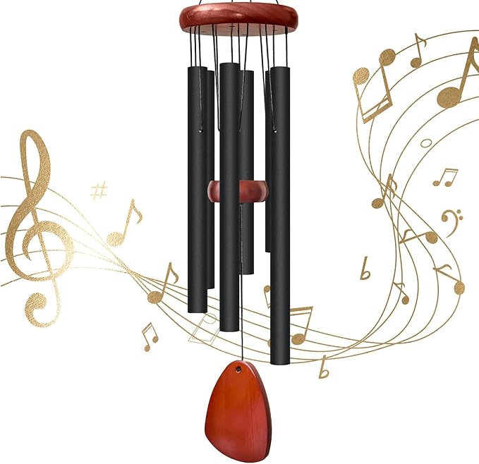 28" Wind Chimes for Outside. Deep Tone Lovely Wind Chimes with 6 Aluminum Tubes Courtyard Decoration. Windchimes Outdoor Create an Enjoyable Atmosphere & Give Mom a Gift