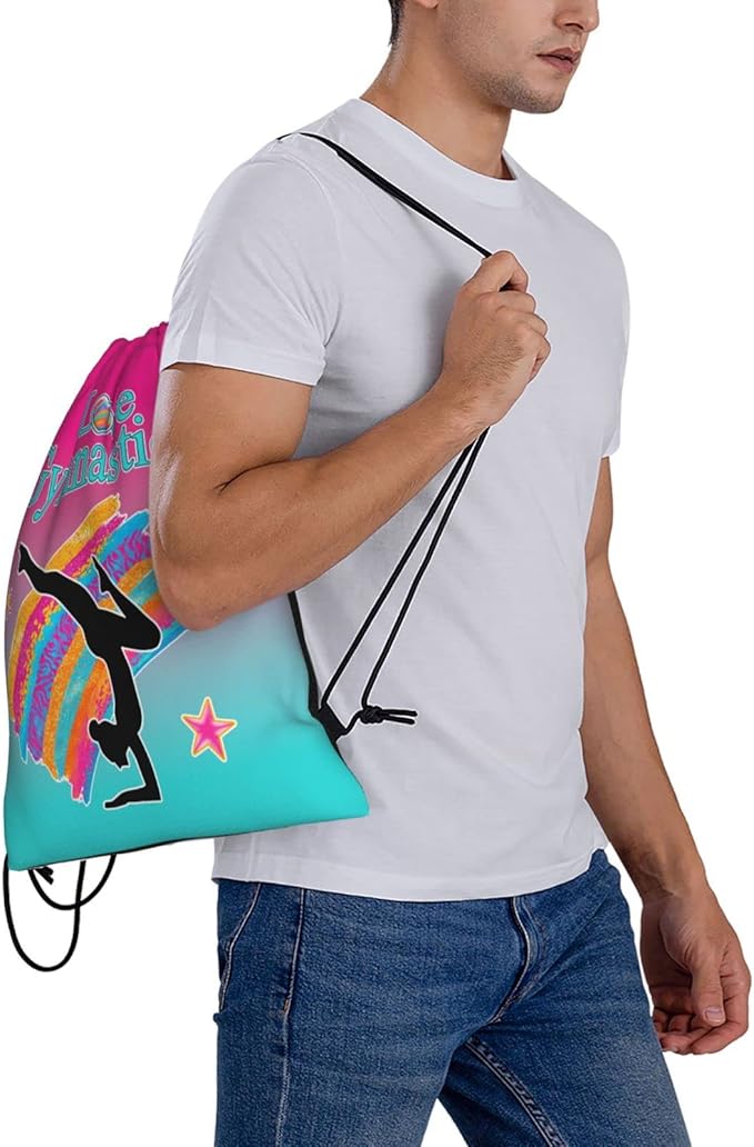 Gymnastics Drawstring Bags For Women Gymnast Drawstring Backpack Water Resistant String Bag Sports Gym Bag