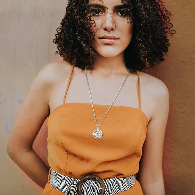 INFUSEU Aromatherapy Gifts Sunflower Necklaces for Women Essential Oil Diffuser Jewelry Lava Rock Stone Pendant Aroma Perfume Spiritual Items for Meditation Yoga